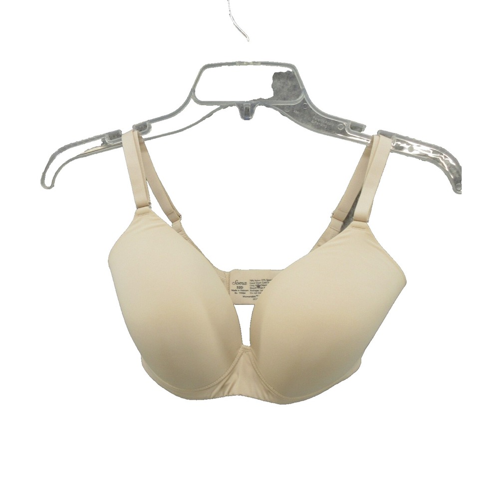 Soma Bra 32D Memorable Wireless Solid Nude Hook & Eye Adjustable Straps New
